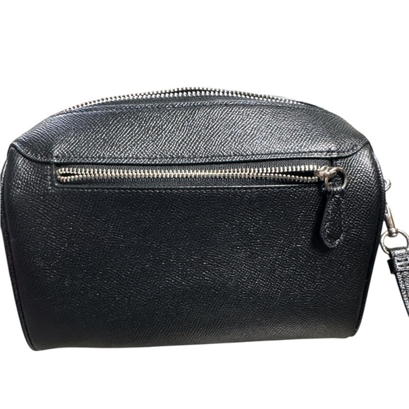 Coach Black Pebbled Leather Crossbody Bag Silver Hardware Adjustable Strap - Picture 5 of 10